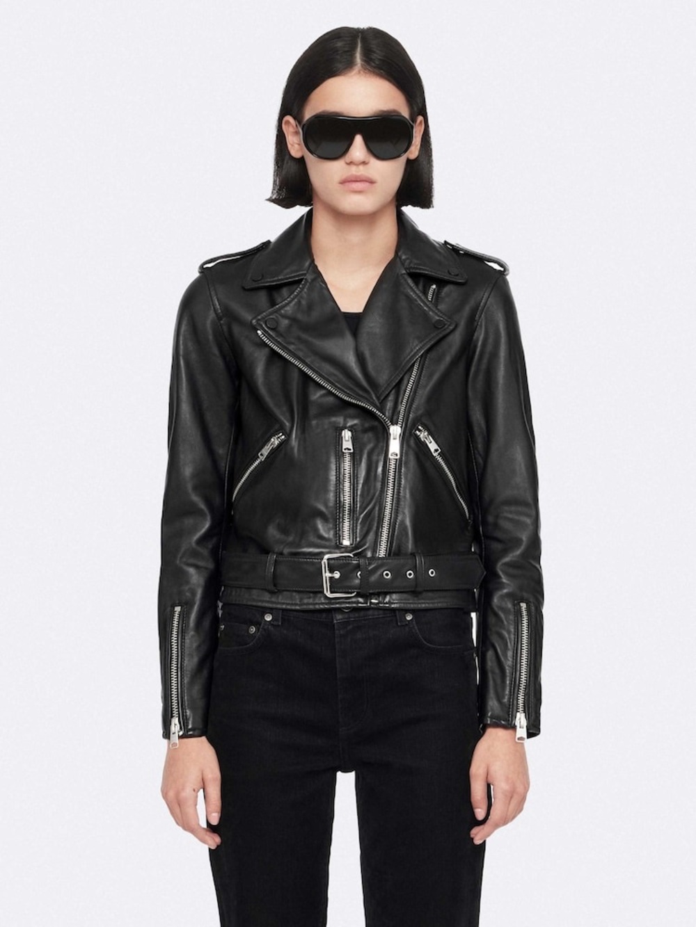 Balfern Leather Biker Jacket – Black